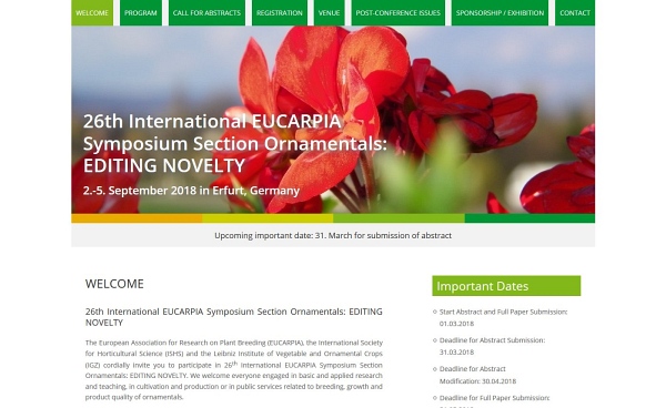 Website für das internationale EUCARPIA Symposium mit CMS und Datenmanagement