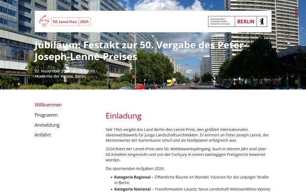 Website mit Anmeldetool für Lennè Veranstaltungen